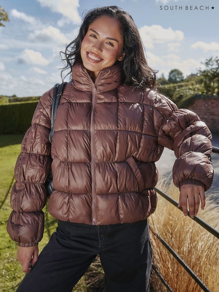 South Beach Brown Quilted Padded Coat (W51115) | £75