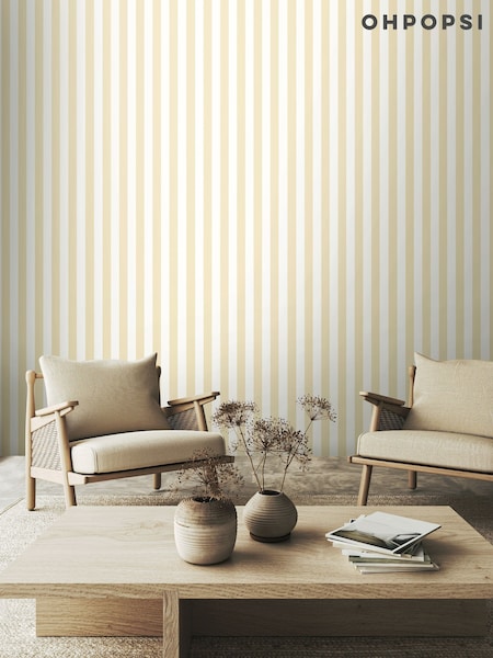 Ohpopsi Eggshell Candy Stripe 10M Wallpaper (W51148) | £50