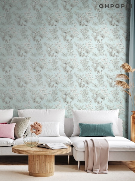 Ohpopsi Duck Egg Toile Linen 10M Wallpaper (W51166) | £49