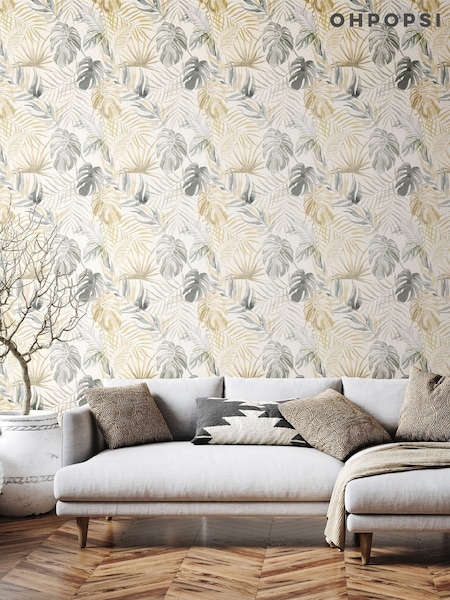 Ohpopsi Linen Stone Tropica 10M Wallpaper (W51169) | £49