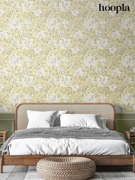 Hoopla Walls Stone Natural Honeysuckle Leaf Trail 10M Wallpaper (W51202) | £45
