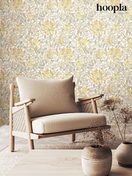 Hoopla Walls Warm Grey Honeysuckle Leaf Trail 10M Wallpaper (W51203) | £45