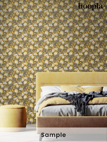 Hoopla Walls Mustard Chunky Flower 10M Wallpaper (W51209) | £40