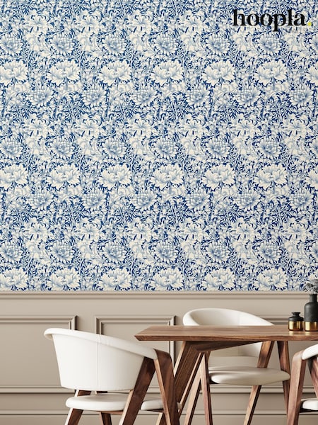 Hoopla Walls Indigo Blue Chrysanthemum 10M Wallpaper (W51261) | £45