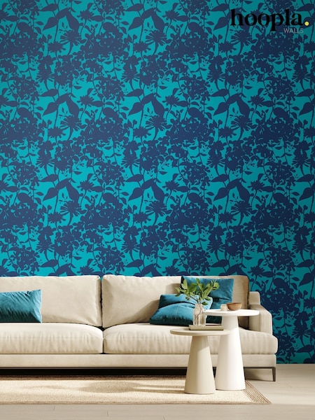 Hoopla Walls Ink and Teal Summer Silhouette 10M Wallpaper (W51270) | £45