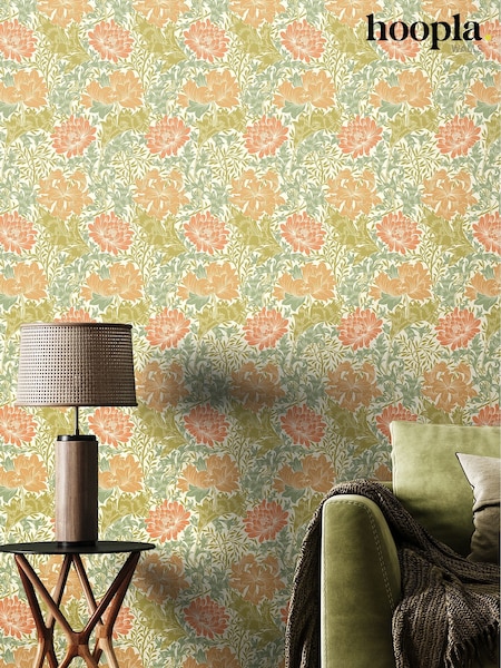 Hoopla Walls Sage and Amber Chrysanthemum 10M Wallpaper (W51287) | £45