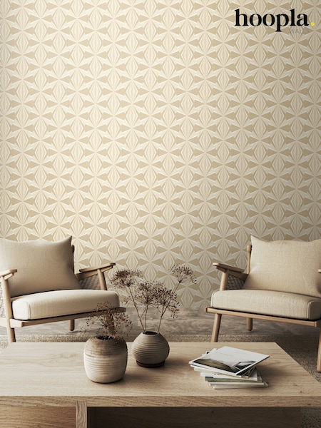 Hoopla Walls Beige Sunray Diamond 10M Wallpaper (W51300) | £40