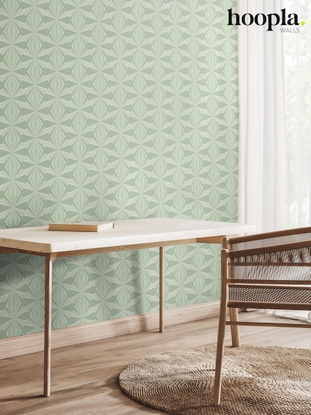 Hoopla Walls Mint Green Sunray Diamond 10M Wallpaper (W51301) | £40