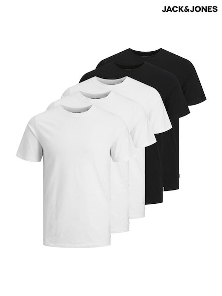 JACK & JONES Black Organic Mixed 100% Organic Cotton T-Shirts 5 Pack (W51383) | £60