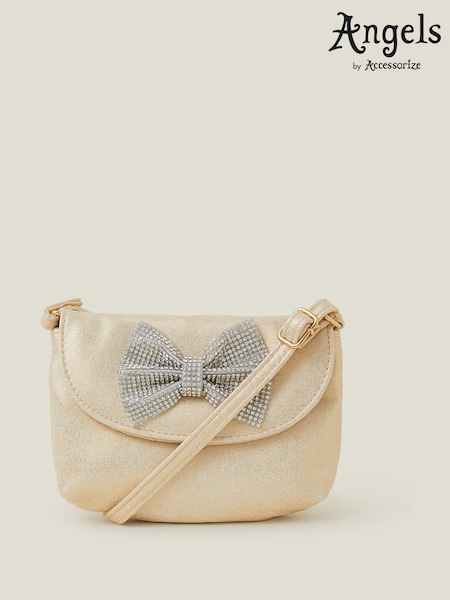 Angels By Accessorize Gold Girls Diamante Bow Bag (W51442) | £14