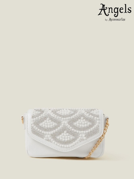 Angels By Accessorize White Girls Pearl Fan Mini Bag (W51453) | £16