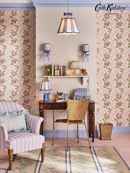 Cath Kidston Pink Rose Flutter 10M Wallpaper (W51542) | £42