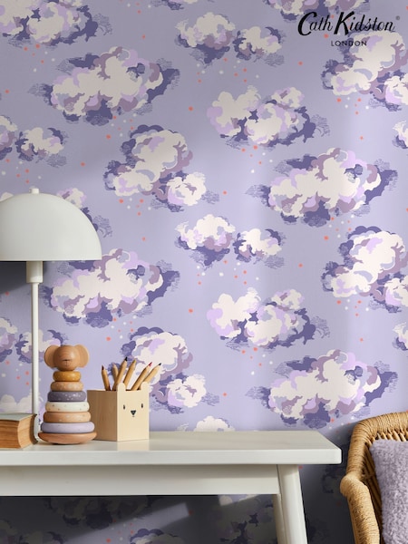 Cath Kidston Violet Silver Linings Wallpaper (W51553) | £42