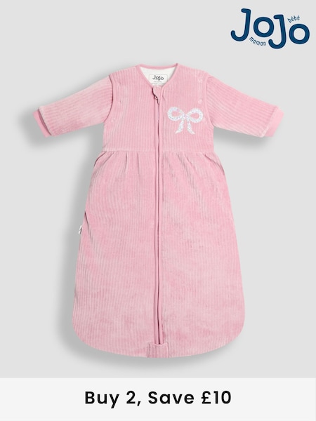JoJo Maman Bébé Pink Ribbed Velour 3.5 Tog Toddler Sleeping Bag (W51558) | £42