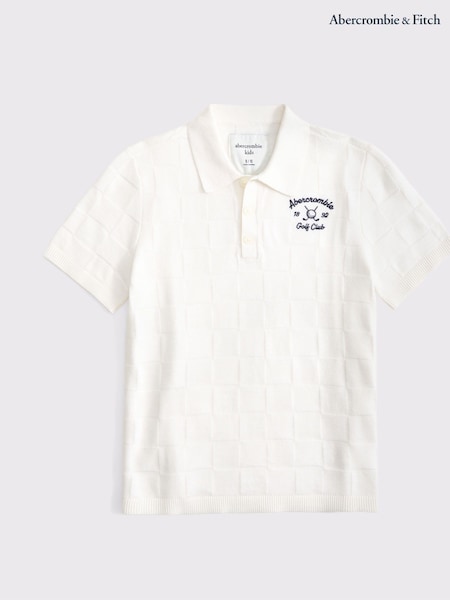 Abercrombie & Fitch Cream Golf Club Sweater Polo Shirt (W51567) | £39