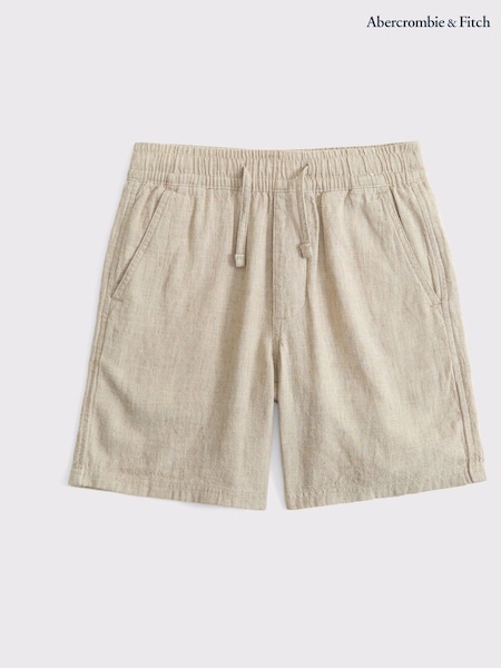 Abercrombie & Fitch Cream Linen Blend Pull On Shorts (W51575) | £29