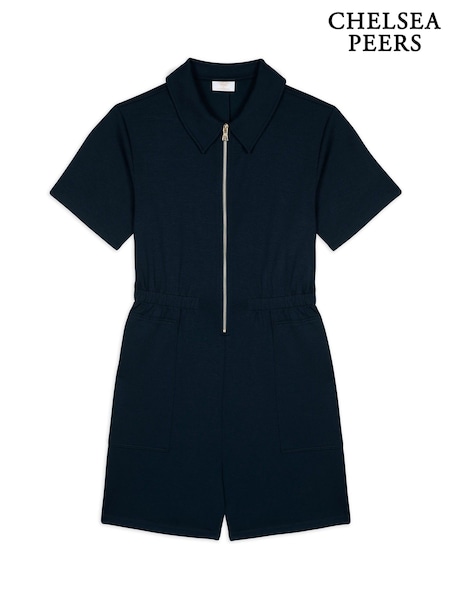 Chelsea Peers Blue LuxeComfort Scuba Short Playsuit (W51612) | £58