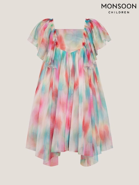 Monsoon Blue Ikat Flower Tulle Party Dress (W51637) | £38 - £42