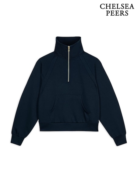 Chelsea Peers Blue LuxeComfort Scuba Half-Zip Sweatshirt (W51655) | £55