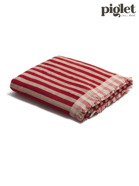Piglet in Bed Sandstone Red Pembroke Stripe Towel (W51666) | £6 - £35