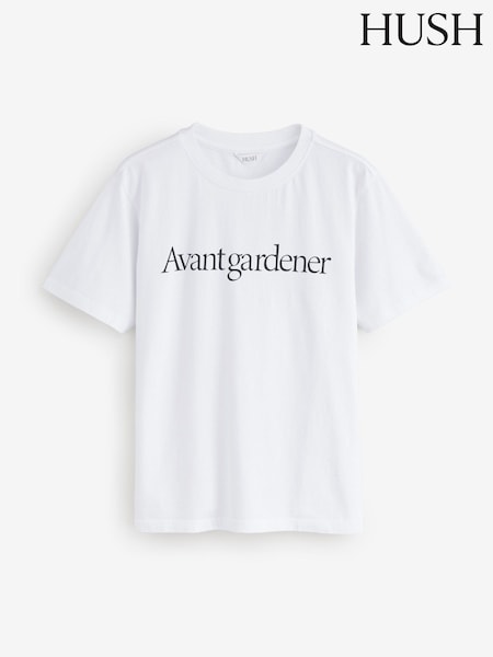 Hush White Avant Gardener Graphic 100% Cotton T-Shirt (W51678) | £40