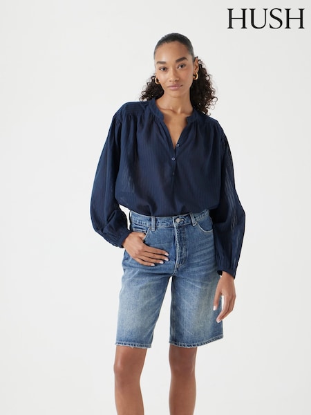 Hush Blue Bea Textured Stripe Blouse (W51682) | £80