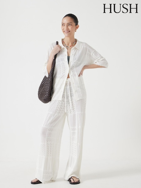 Hush White Patchwork Stitch Knitted Trousers (W51703) | £80
