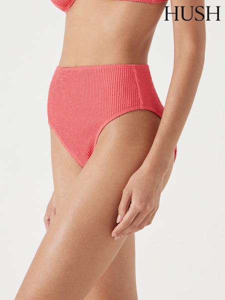 Hush Pink Harper High Waisted Crinkle Bikini Bottoms (W51711) | £45