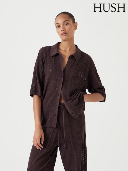 Hush Black Patchwork Stitch Knitted Shirt (W51712) | £80