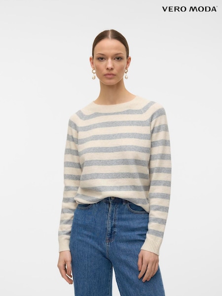 VERO MODA Natural Chrome Round Neck Knitted Jumper (W51730) | £25