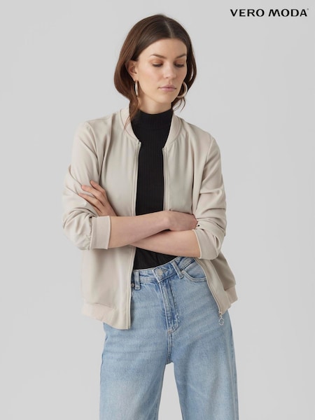 VERO MODA Cream Lightweight Bomber Jacket (W51731) | £35