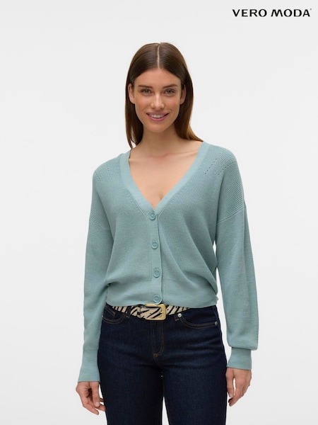 VERO MODA Blue Lightweight V-Neck Cardigan (W51737) | £32