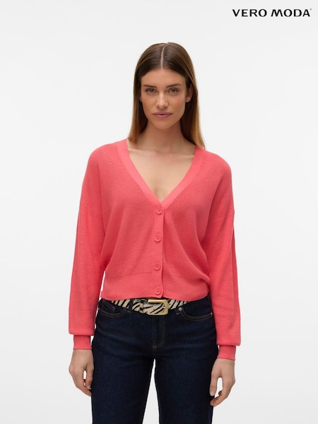 VERO MODA Pink Lightweight V-Neck Cardigan (W51745) | £32