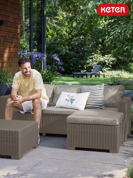 Keter Cappuccino California 3 Seater Rattan Chaise Lounge Set (W51771) | £570