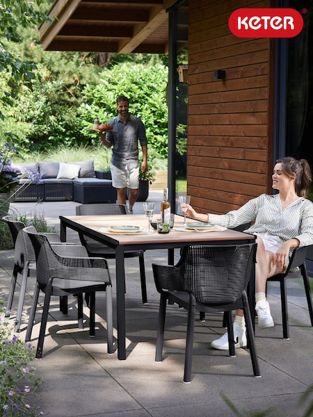 Keter Grey Porto Dining Table and 6 Chairs Set (W51780) | £365