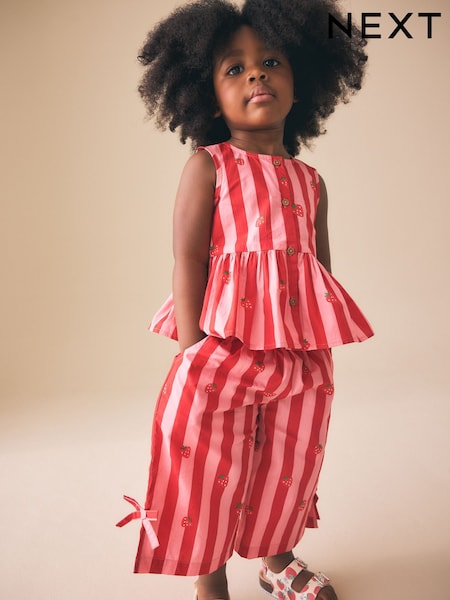 Red/Pink Stripe Blouse And Trousers Co-ord Set (3mths-8yrs) (W51812) | £17 - £23