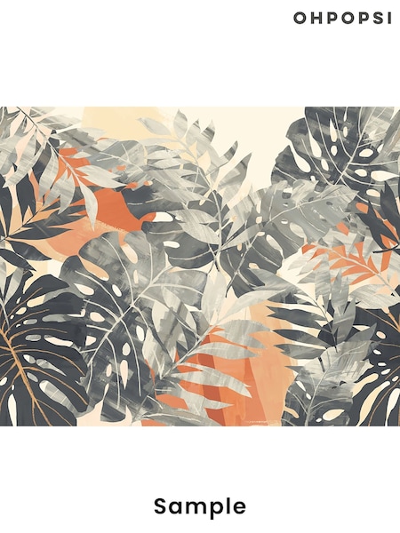 Ohpopsi Stone and Apricot Textured Palm A4 Wallpaper Sample (W51816) | £1