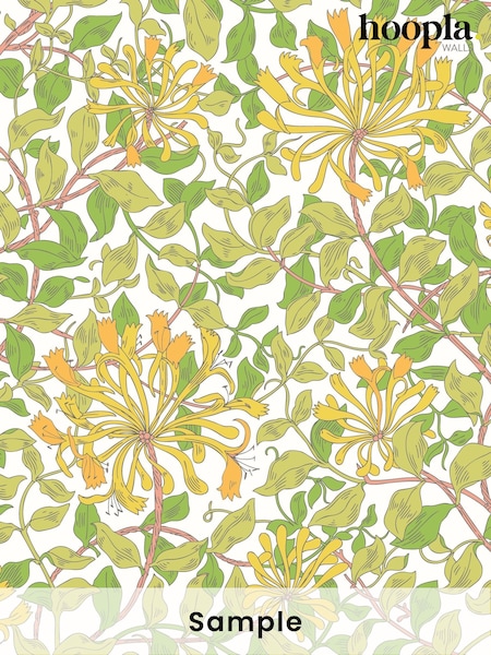 Hoopla Walls Sunshine Yellow Honeysuckle Leaf Trail A4 Wallpaper Sample (W51820) | £0