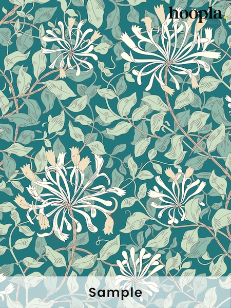 Hoopla Walls Dark Jade Honeysuckle Leaf Trail A4 Wallpaper Sample (W51833) | £1