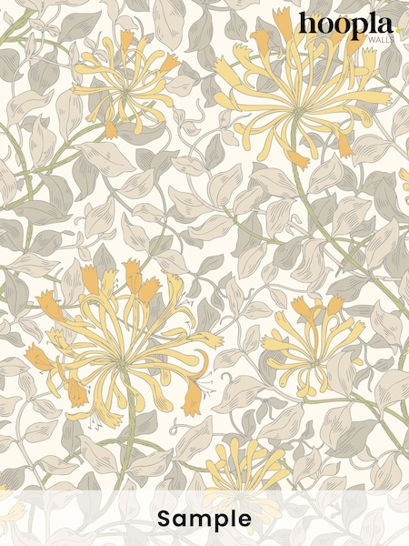Hoopla Walls Warm Grey Honeysuckle Leaf Trail A4 Wallpaper Sample (W51847) | £1