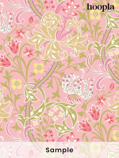 Hoopla Walls Rose Pink Lily Ogee A4 Wallpaper Sample (W51856) | £1