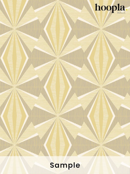 Hoopla Walls Grey Yellow Sunray Diamond A4 Wallpaper Sample (W51873) | £1