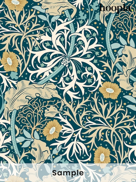 Hoopla Walls Petrol Blue Seaweed Garden A4 Wallpaper Sample (W51874) | £1