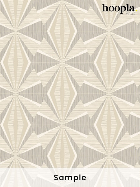 Hoopla Walls Warm Grey Sunray Diamond A4 Wallpaper Sample (W51881) | £1