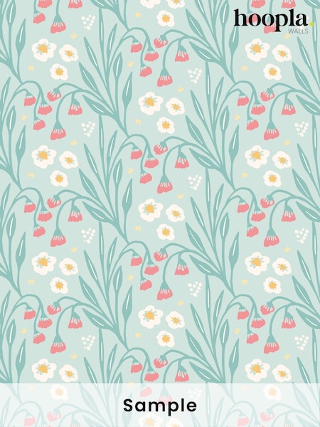 Hoopla Walls Seafoam Coral Meadow Stripe A4 Wallpaper Sample (W51885) | £1