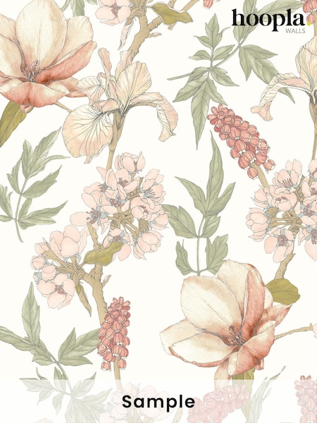 Hoopla Walls Sage Hazel Orchid Bloom A4 Wallpaper Sample (W51892) | £1