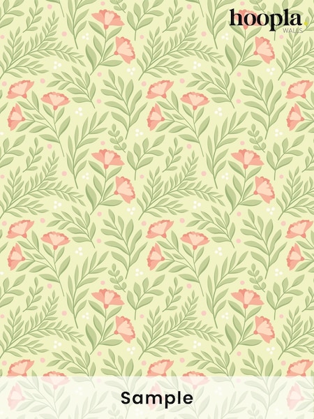 Hoopla Walls Apricot Fern Petite Posy A4 Wallpaper Sample (W51893) | £1