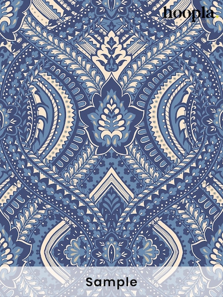 Hoopla Walls Navy Blue Ogee Damask A4 Wallpaper Sample (W51900) | £1