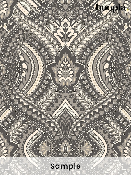 Hoopla Walls Black Ogee Damask A4 Wallpaper Sample (W51910) | £0