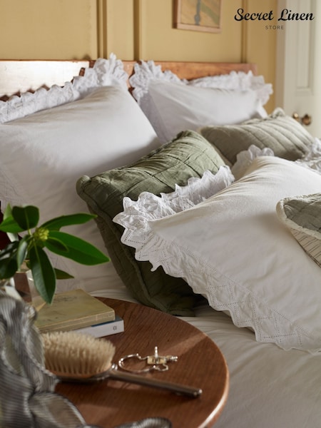 Secret Linen Store White Valerie Pillowcase (W51934) | £36